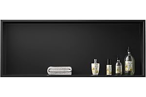 Bernkot Nicho de ducha de acero inoxidable 304, 90 cm × 30 cm × 10 cm, nicho de pared negro para almacenamiento de baño, no requiere azulejos, ducha empotrada, montaje excesivo