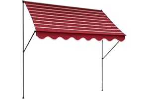 Angerer Klemmmarkise Exklusiv mit Handkurbel, Terrasse/Balkon, einfache Montage ohne Bohren, Made in Germany, hochwertiger Stoff, UV-beständig, höhenverstellbar, wasserabweisend, 200 cm Bordeaux
