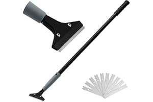 Tiemlet Raschietto per vetro, 110 cm, rimozione carta da parati con 10 lame, raschietto con impugnatura in gomma per pulire finestre, pareti e pavimenti piastrellati