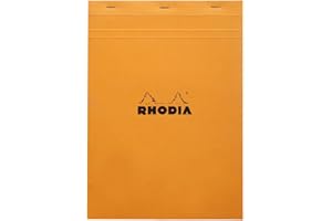 RHODIA 18200C - Bloc-Notes Agrafé N°18 Orange - A4 - Petits Carreaux - 80 Feuilles Détachables - Papier Clairefontaine 80G - Couverture en Carte Enduite Souple, Résistante et Imperméable - Basics