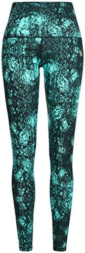 Lilikoi Women's Yoga Leggings Fitness Sports Pants Turquoise Batik Cotton Black, Womens, turquoise