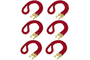 XINLTC 6 corde di intercettazione con ganci dorati, 1,5 m, palo ritorto, corda rossa per separatore steca, controllo della quantità della festa dell'hotel (corda di canapa rossa)
