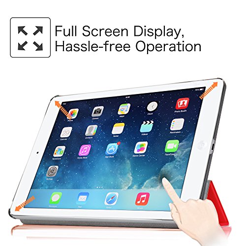 Fintie iPad Air Hülle Case – Ultra Slim Superleicht Schutzhülle Smart Shell Cover Tasche Etui mit Auto Schlaf / Wach und Standfunktion für Apple iPad Air, Rot - 6