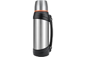 Olerd Thermos 2,5 l, thermos in acciaio inox, con 2 bicchieri, isolamento a doppia parete, per campeggio, 24 ore, caldo e freddo (argento)