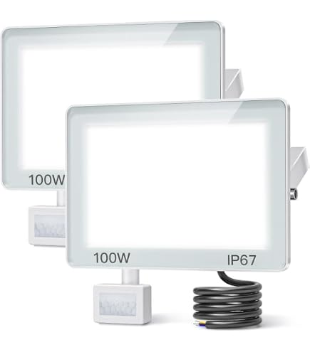 Projecteur LED Extérieur TOPAUBUB 100W - 10000LM - IP67 - 2 Pièces - Pour Jardin, Terrasse, Sécurité - Blanc Froid 6500K