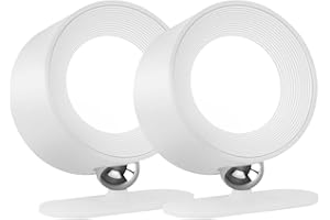 SANSUN Rechargeable Battery LED Wall Mounted Light for Bedside Reading and Bathroom Mirror (White, 2 Pack)