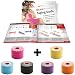 Produktbild BodyTape | Kinesiologie Tape 5m x 5cm aus 97% Baumwolle | Taping-Guide + 5 Rollen | Farben: pink + blau + schwarz + lila + orange + gelb | Atmungsaktiv latexfrei elastisch | hautfreundliche Bandage für Physiotherapie, Sport & Freizeit