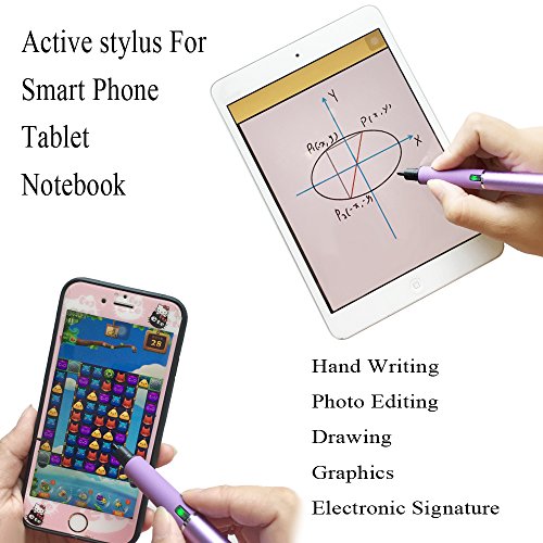 Aktiver Stylus Stift mit 1.9mm Feinspitze für iPad Mini, iPad Air, iPad Pro, iPhone 7, iPhone 6, iPhone 5, Samsung, Smart Phones & Tablets & Notebooks (Violett) - 4