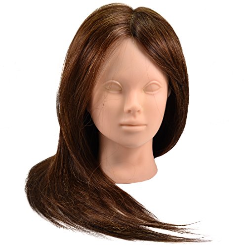 Pro 22" 70% Real Long Hair Practice Mannequin Hairdressing Training Head & Makeup Professional for Student Practice