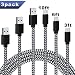 Produktbild USB Typ C Kabel Solotree Super Speed USB Type C Nylon USB Type C Kabel für Samsung Galaxy8/S8, MacBook Pro 2016 , HUAWEI P10 usw (3-pack(Schwarz))