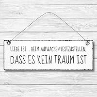 Liebe ist - Dekoschild Türschild Wandschild aus Holz 10x30cm - Holzdeko Holzbild Deko Schild zur Dekoration Zuhause im Büro auch perfekt als Geschenk Mitbringsel zum Geburtstag Hochzeit Weihnachten für Familie Freundin Mutter Schwester Tochter