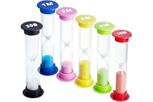 XCOZU 6 Pezzi Timer a Clessidra, Sabbia 30 Sec/ 1 Minuto / 2 Minuti / 3 Minuti / 5 Minuti / 10 Minuti, Orologi per Spazzolini da Bambini, da cucina