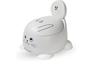 Bebeconfort Comodo Vasino Bambini, 12-36 Mesi (0-20 kg), Ergonomico e Compatto, Facile da Pulire, Tazza Amovibile, Paraspruzzi Igienico, Antiscivolo, Vasino per Bambini WC, Coniglio