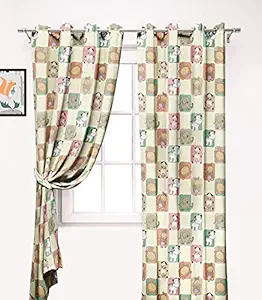 Ultimate Trends Premium Polyester Digital Printed Fancy Kids Room Grommet Curtains for Window, 5 feet, Pack of 2 Piece ,Cream, (UTCR-1415_LF_F)