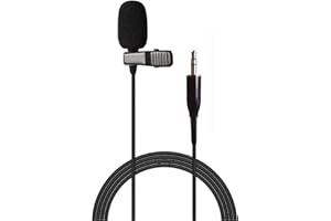 Sujeetec Micrófono de Solapa Compatible con Cámara Amplificador de Voz Transmisor inalámbrico - Unidireccional Condensador Mini Lavalier Micrófono - Enchufe estándar de 3,5 mm