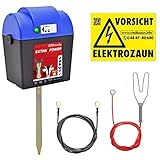 ANGEBOT: 9V Weidezaungerät Extra Power 9V von VOSS.farming mit Zubehör, mobiles Elektrozaungerät für Pferde, Kühe, Rinder und Schafe