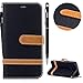 Produktbild WIWJ Schutzhülle für Huawei P10 Lite Handyhülle Leather Case für P10 Lite Hülle Lederhülle [Colorblocked Denim Handytasche] Hülle für Huawei P10 Lite-Schwarz