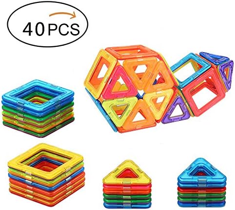 Camkey Magnetic Blocks Toys Building Tiles Stack Set Educational Stacking Toys - 40 pcs