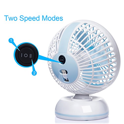 E-PRANCE USB Ventilator Tischventilator Mini Fan, Kraftvoller und Geraüscharmer, 360°/30°Winkel Drehbar mit einziehbarem USB-Kabel, 2 Geschwindigkeitsstufen,ideal für Büro Schreibtisch und Kinderzimmer,WEEE Zertifiziert,Weiß - 5
