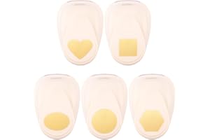 Vaessen Creative Perforatrices Carré, Cercle, Ovale, Cœur, Hexagone - Lot de 5 Pcs - pour Projets DIY, Papier Scrapbooking, Bullet Journaling, Cartes de Vœux, Papier Découpage, Étiquettes, Décorations
