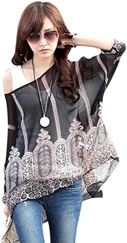 Women Lady Girl Blouse Floral Batwing Sleeve Beach Loose Tee Shirt Elegant Casual Tunic Tops Bohemia Colorful One Size (Color 26)