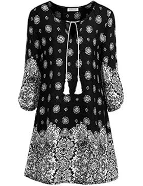 BAISHENGGT Damen Tunika Strandkleid Minikleid Vintage Bohemian Kleider