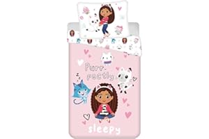 AYMAX Gabby et the Magic House Pościel z bawełny poliestrowej, poszwa na kołdrę 135x200 cm + poszewka na poduszkę 80x80 cm