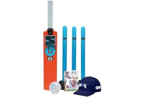 Gunn & Moore GM – Ensemble de Cricket pour Enfants | Batte en Caoutchouc, Balle Souple et souches de guichet | Plastique moulé Toutes Saisons | pour Enfants de 4 à 8 Ans ou 8 à 11 Ans