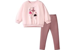 TCWWBB Girls Kids Outfits Clothes Set Toddler Cute Unicorn Bunny Bowknot Birthday Print long Sleeve Cotton Shirt jumper Dresses Tops Leggings Trousers Pants 2 Piece Clothing Set Age 1-7 Years Old