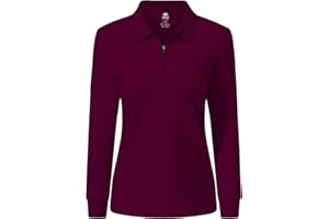 MoFiz Women's Long Sleeve Polo Shirts Cotton Golf Tops Casual Work Sports Polo T-Shirt with 1/4 Zipper