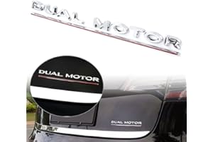 TDHLW Emblemas Traseros con Letras de inserción de Logotipo Elevado en 3D compatibles con Tesla Modelo 3/S/X/Y, Respaldo Adhesivo 3M,Plata,Dual Motor