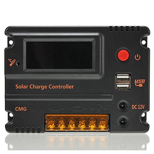 MOHOO 20A 12V-24V Solar Panel Regler Laderegler Intelligente Heim Verwenden PWM & WPC-Modus LCD Display Solarladeregler Mit USB Geeignet für Haus, Industrie, Gewerbe, Boot, Auto usw.# - 2