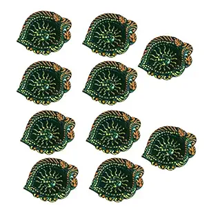 ShopMeFast Handcrafted Terracotta/Earthen Clay Small Diwali Diya/Tealight for Dipawali Pooja/Puja (Color : Bright Green ;Pack of 10)