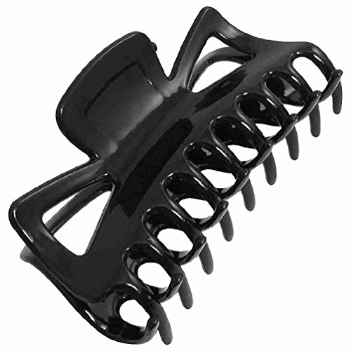 Women Bath Black Plastic Hair Barrette Clip Claws Clamp