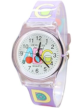 Willis Unisex Kinderuhr Mehrfarbig Student 3D Uhr Größes Zifferblatt Armbanduhr Gummi Band Sportuhren für Jungen...
