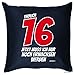 Produktbild Kissen mit Innenkissen - endlich 16 Jahre - lustiger Print - liebes Geschenk Idee zum 16 Geburtstag - 40 x 40 cm blau : )