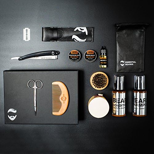 Essential Beards Advanced Beard Grooming Kit XS BOX including Beard Balm, Oil, Mustache Wax, Shampoo, Scissors &amp; Gift Box, Ideal for Travel Use (vanilla and mango)