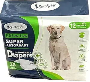 Pet Monastry? Smarty Pet Disposable Pet Diapers for Extra Large Breed & Giant Breed Dogs (Size - XXL, 360mm x 600mm, Pack of 12 Pcs)