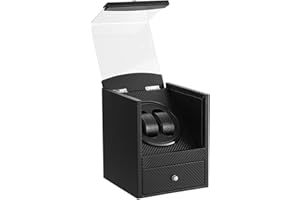 LINGFANSTORE Watch Winders Remontoir à Montres Ecrins pour Montres Automatique Boîte de Remontoir Automatique Tourne Montre en Bois Silencieux pour 2 Montres