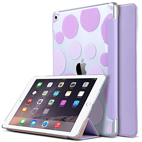 iPad Air 2 Hülle, ULAK Ultra Dünn [Gemusterten Design] Wickelfalz Ledertasche mit Lichtdurchlässig Rückseite Abdeckung Schutzhülle für Apple iPad Air 2 / iPad 6 / Auto aufwachen / Schlaf Funktion (Lavendel) - 8