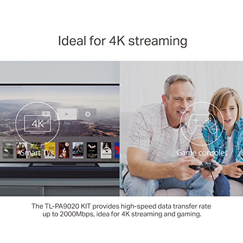 TP-Link 2000 Mbit/s 2-Port Gigabit Powerline Starter Kit, ideal für HD/3D/4 K-Video-Streaming und Online-Gaming, keine Konfiguration erforderlich, 2 × 2 MIMO mit Freisprechanlagen, UK-Stecker (tl-pa9020kit) - 4