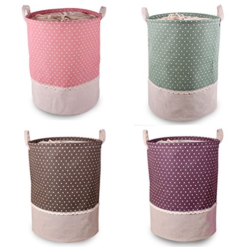 Fieans Wäschekorb Klapp Kinder Spielzeug organizer Spielzeug aufbewahrung Spielzeug Warenkorb Kleidung Halter wäschebox mit Deckel gepunktet-Kaffee - 6
