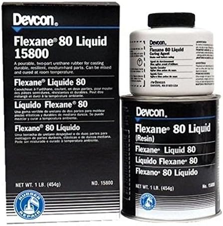 Devcon Flexane 80 Two-Part Black Urethane - Liquid 10 lb Kit - 30 min Working Time - Shore Hardness 87 Shore A, Tensile Strength 2100 psi - 80 Liquid [PRICE is per BOTTLE]