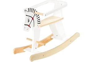 Mamabrum Caballo Balancín de Madera - Juguete Tradicional para Bebés con Barreras Seguridad Desmontables - Gimnasio y Saltador Infantil - para Niños Desde 1 Año - 68 cm Alto