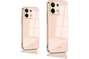 PEIYE Funda para Xiaomi Redmi Note 13 5G, Carcasa Silicona Suave con Cobertura Colorida Brillante y Bordes Dorados, Case Cover Antigolpes, Rosa