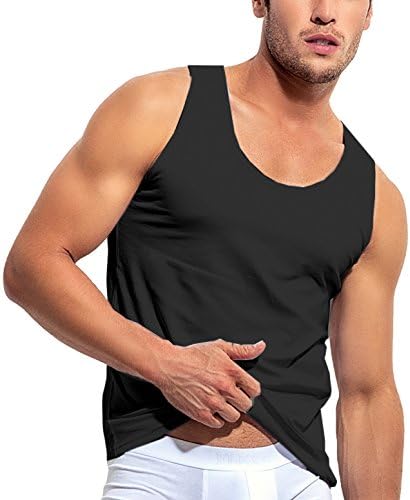 Fleyn Underwear Bamboo Mens Sleeveless Vest Tank Top T-Shirt - Black - XX-Large
