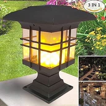Solar Light Outdoor Solar Flickering Flame Lantern Led Solar Wall Light Wireless Lighting Lamp Waterproof Wall Mounted Night Lights For Garden Pathways Yard Patio Amazon Co Uk Lighting