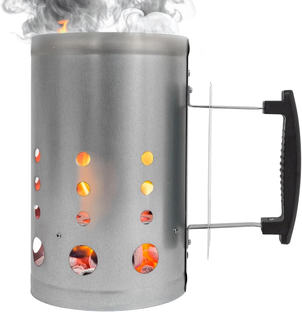 Amig - Encendedor de Carbón Fireplus para Barbacoa - Fabricado con Acero Galvanizado - Mango de Plástico Aislante del Calor - Medidas: 27 x 17,5 x 30 cm