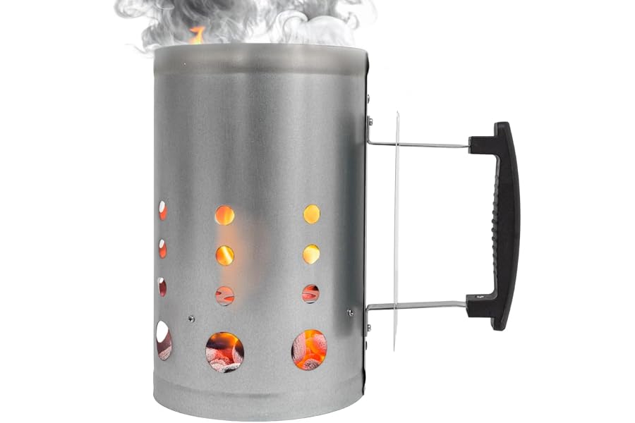 Amig - Encendedor de Carbón Fireplus para Barbacoa - Fabricado con Acero Galvanizado - Mango de Plástico Aislante del Calor -