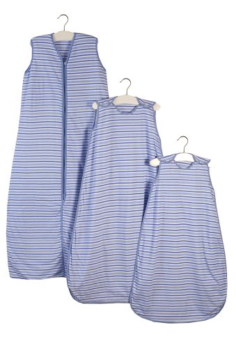 Slumbersac SIMPLY Winter Baby Sleeping Bag approx. 3.5 Tog - Blue Stripes Jersey, 6-18 months/90cm